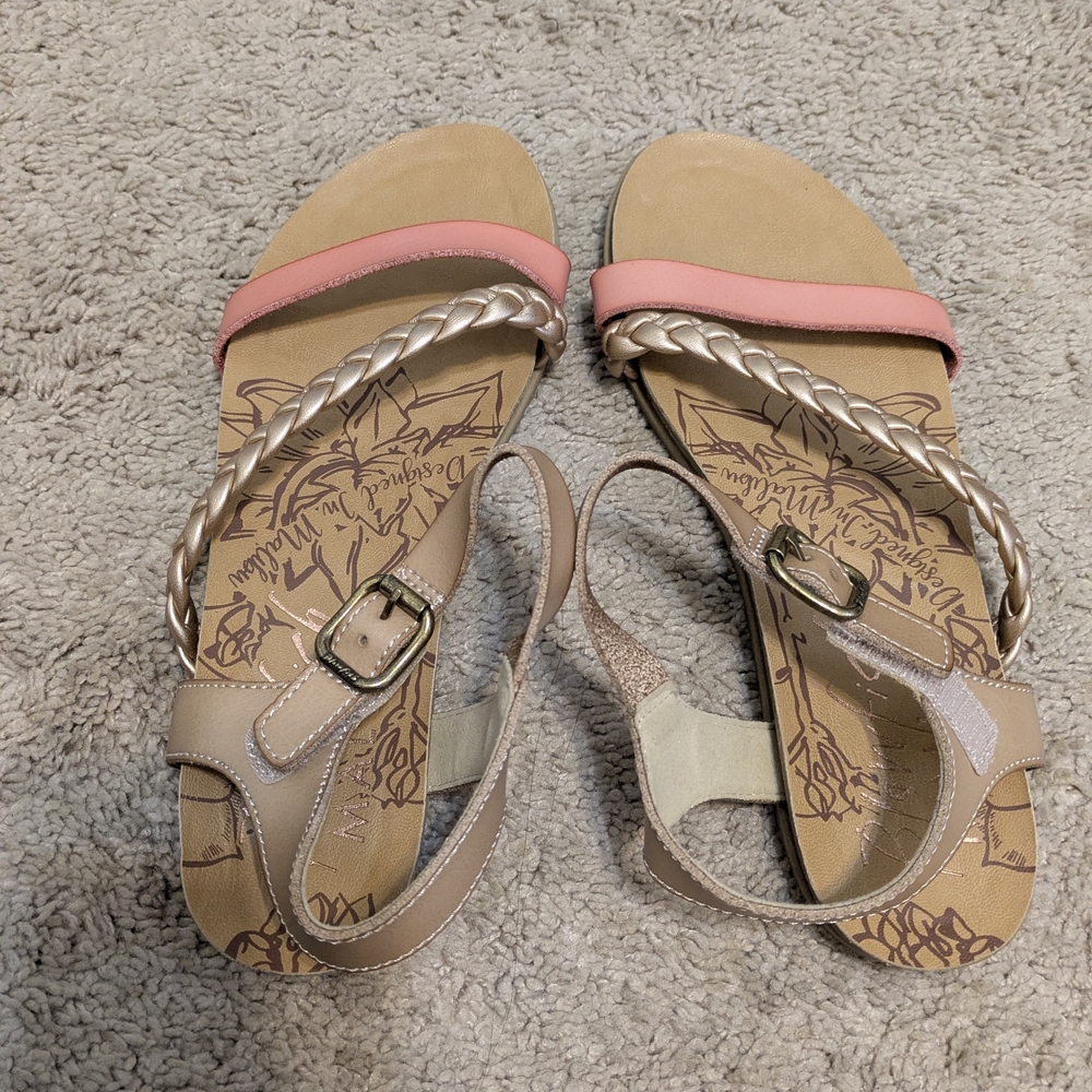 Bonefish Malibu Elegant Beige and Pink Braided Sandals